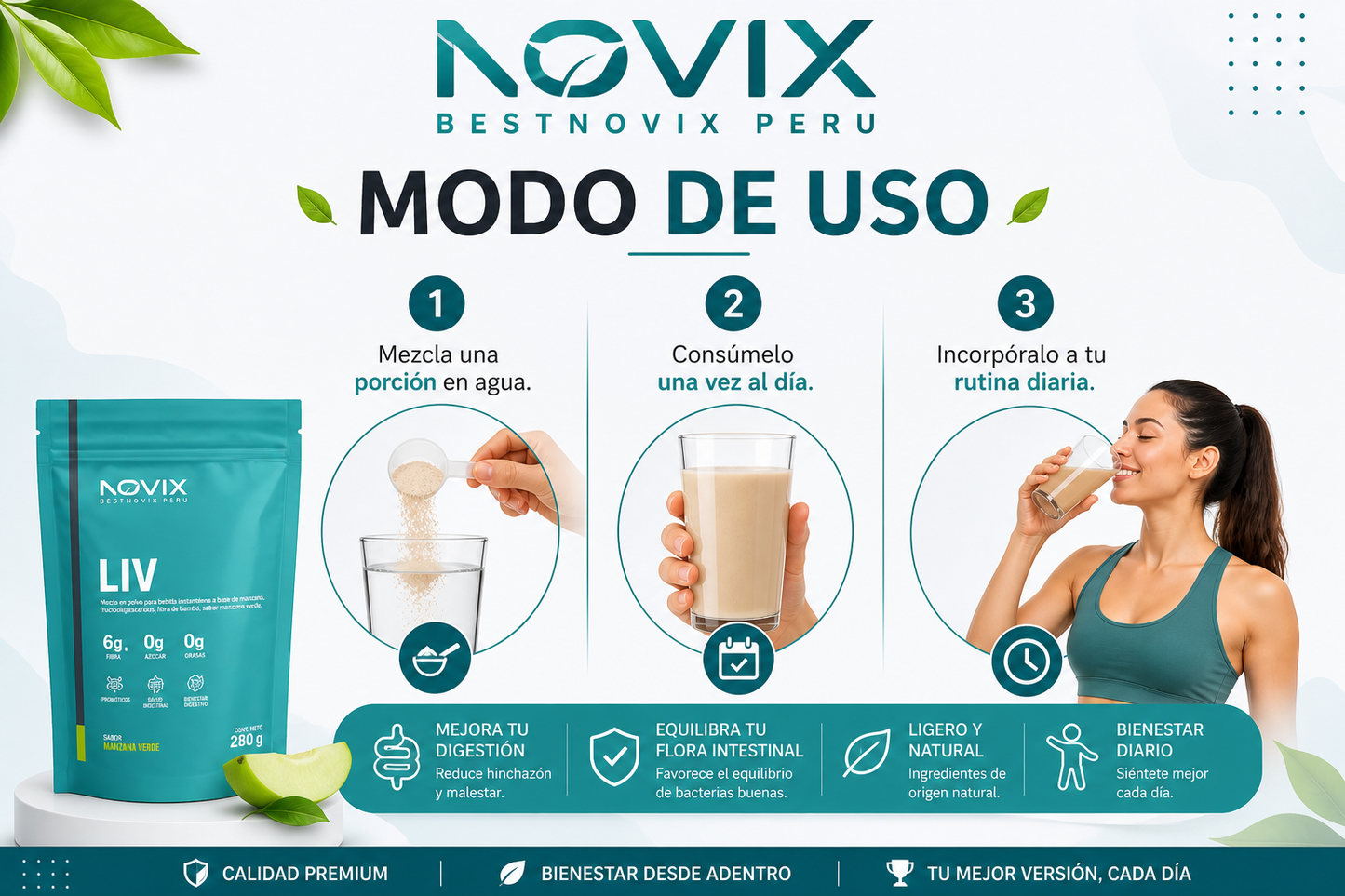 LIV Flora Balance – Digestión Ligera y Sin Inflamación (Fibra + Probióticos)
