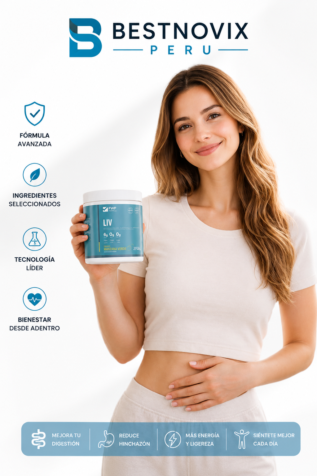 LIV Flora Balance – Digestión Ligera y Sin Inflamación (Fibra + Probióticos)