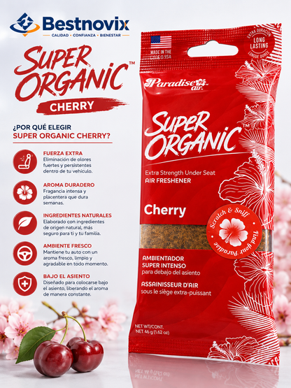 Ambientador Super Organic Cherry – Aroma a Cereza Duradero para Hogar, Oficina y Negocio